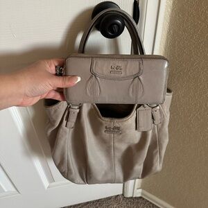 Coach Taupe Leather Tote and Wallet Set